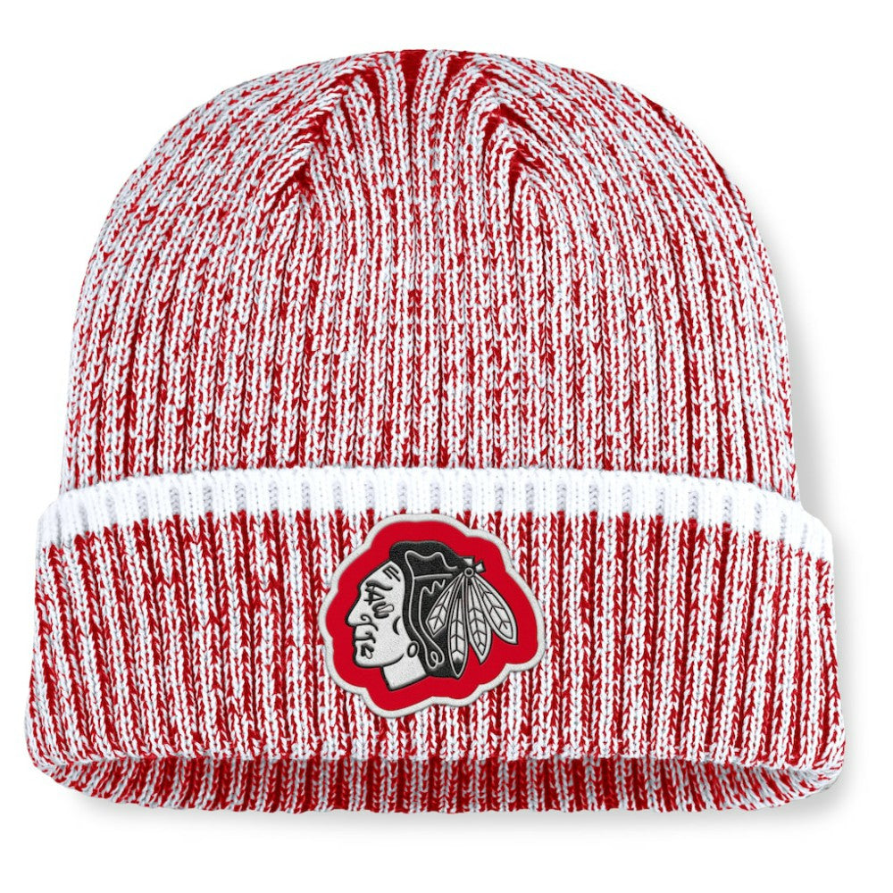 NHL Chicago Blackhawks Fanatics Fundamental Haze Cuffed Knit Hat - Red/White