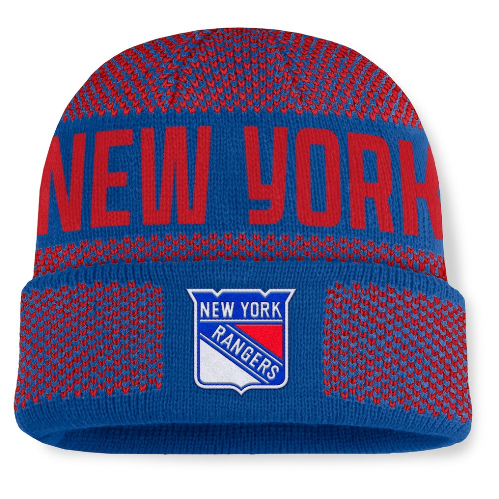 NHL New York Rangers Fanatics Fundamentals Shelter Cuffed Knit Hat - Blue/Red