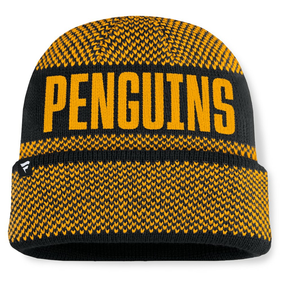 NHL Pittsburgh Penguins Fanatics Fundamentals Shelter Cuffed Knit Hat - Black/Gold