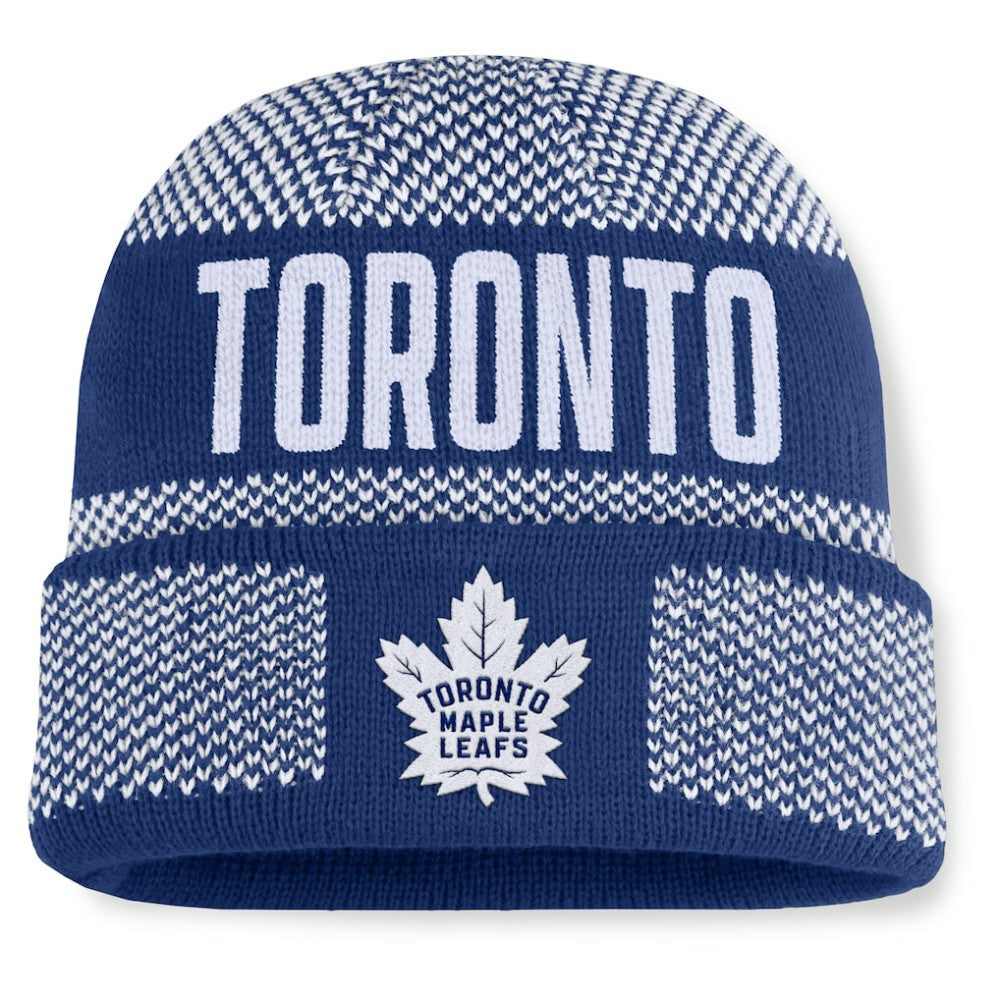 NHL Toronto Maple Leafs Fanatics Fundamentals Shelter Cuffed Knit Hat - Blue/White