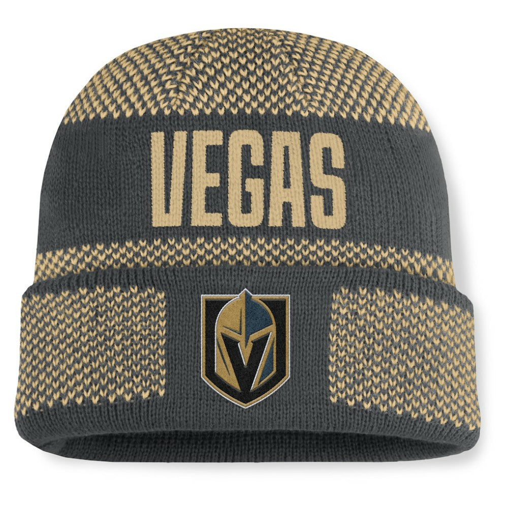 NHL Vegas Golden Knights Fanatics Fundamentals Shelter Cuffed Knit Hat - Charcoal/Gold