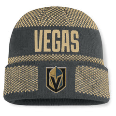 NHL Vegas Golden Knights Fanatics Fundamentals Shelter Cuffed Knit Hat - Charcoal/Gold