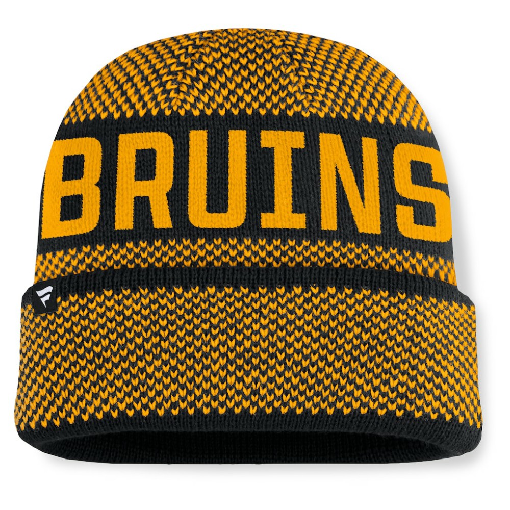 NHL Boston Bruins Fanatics Fundamentals Shelter Cuffed Knit Hat - Black/Gold