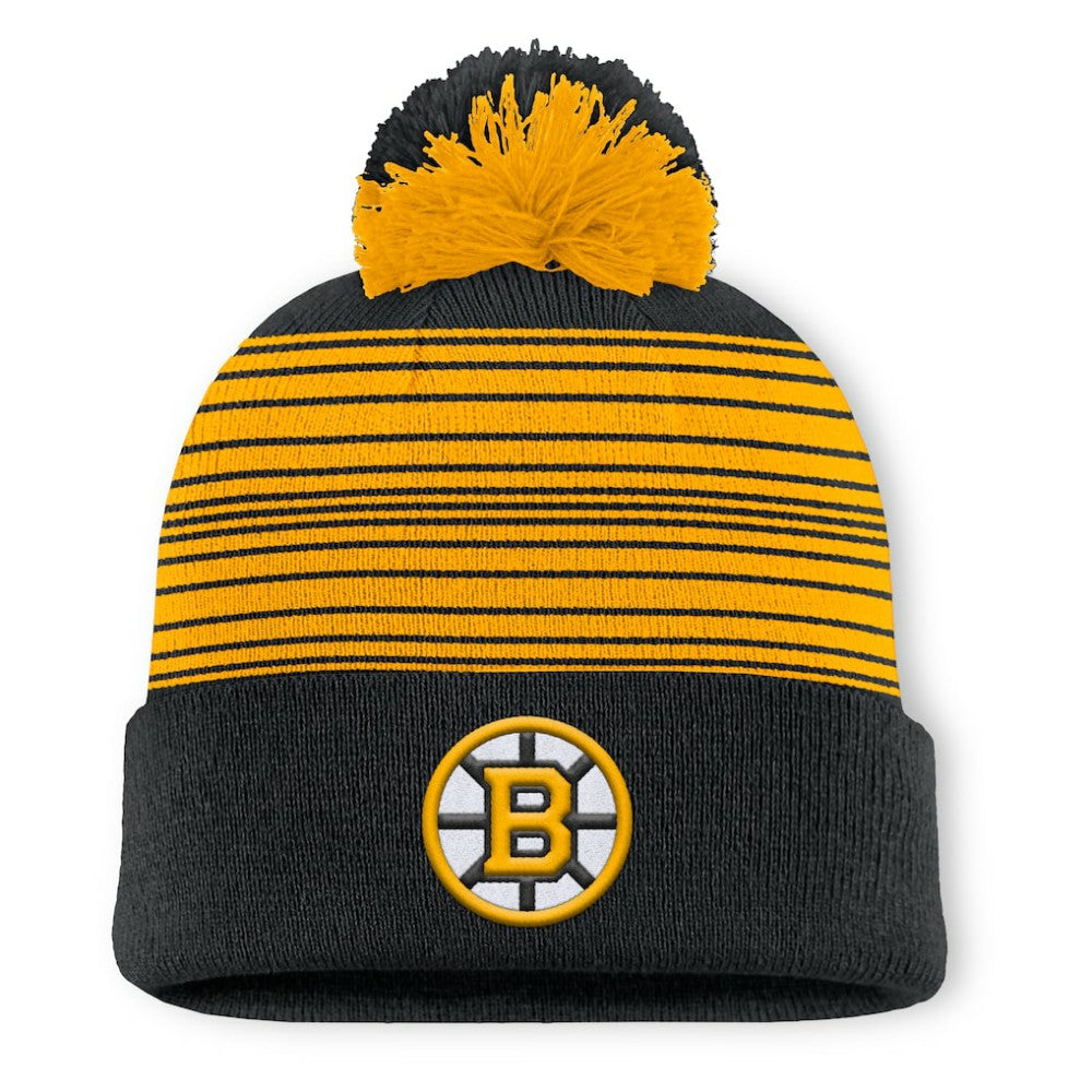 NHL Boston Bruins Fanatics Fundamental Spirit Cuffed Pom Knit Hat - Black