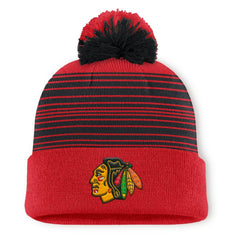 NHL Chicago Blackhawks Fanatics Fundamental Spirit Cuffed Pom Knit Hat - Red
