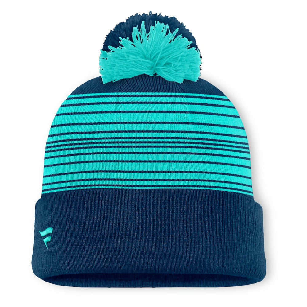 NHL Seattle Kraken Fanatics Fundamental Spirit Cuffed Pom Knit Hat - Deep Sea Blue