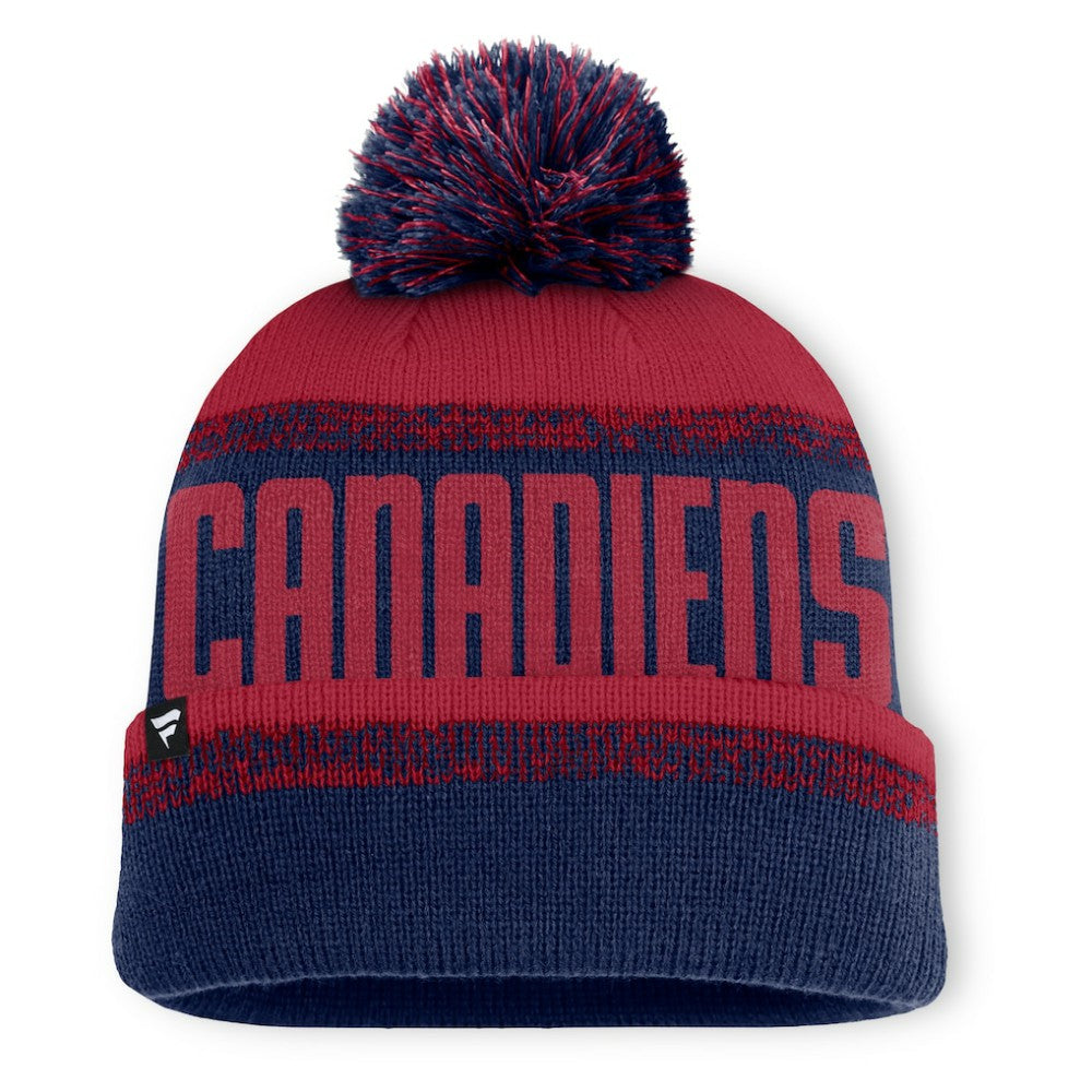 NHL Montreal Canadiens Fanatics Fundamentals Thrive Cuffed Knit Hat with Pom - Navy/Red