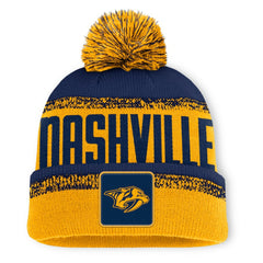 NHL Nashville Predators Fanatics Fundamentals Thrive Cuffed Knit Hat with Pom - Gold/Navy