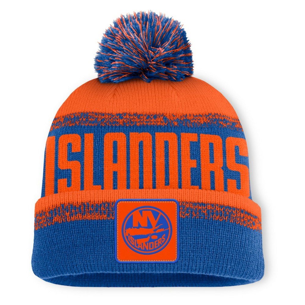 NHL New York Islanders Fanatics Fundamentals Thrive Cuffed Knit Hat with Pom - Royal/Orange