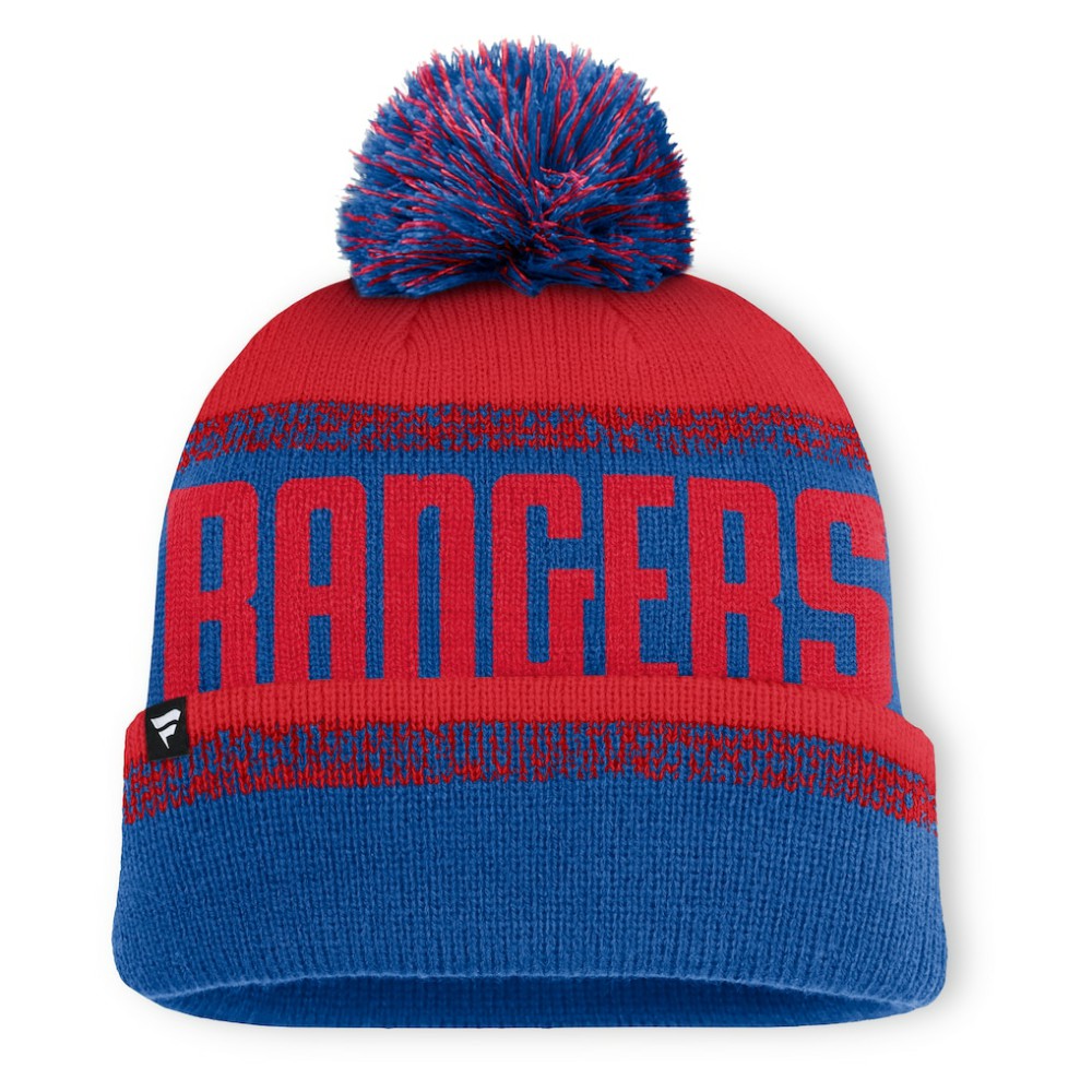NHL New York Rangers Fanatics Fundamentals Thrive Cuffed Knit Hat with Pom - Blue/Red