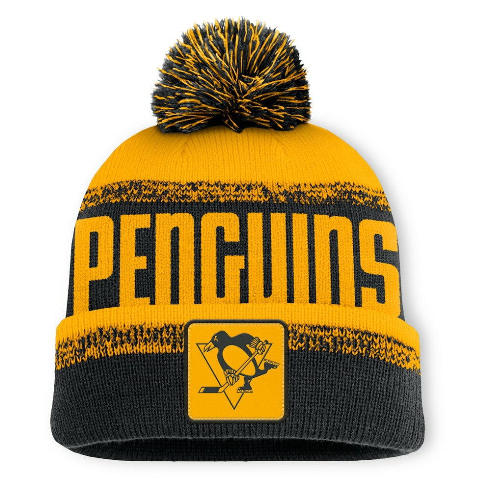 NHL Pittsburgh Penguins Fanatics Fundamentals Thrive Cuffed Knit Hat with Pom - Black/Gold
