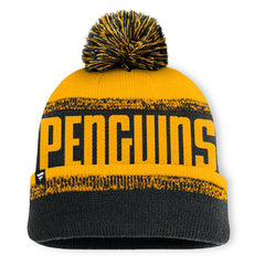NHL Pittsburgh Penguins Fanatics Fundamentals Thrive Cuffed Knit Hat with Pom - Black/Gold