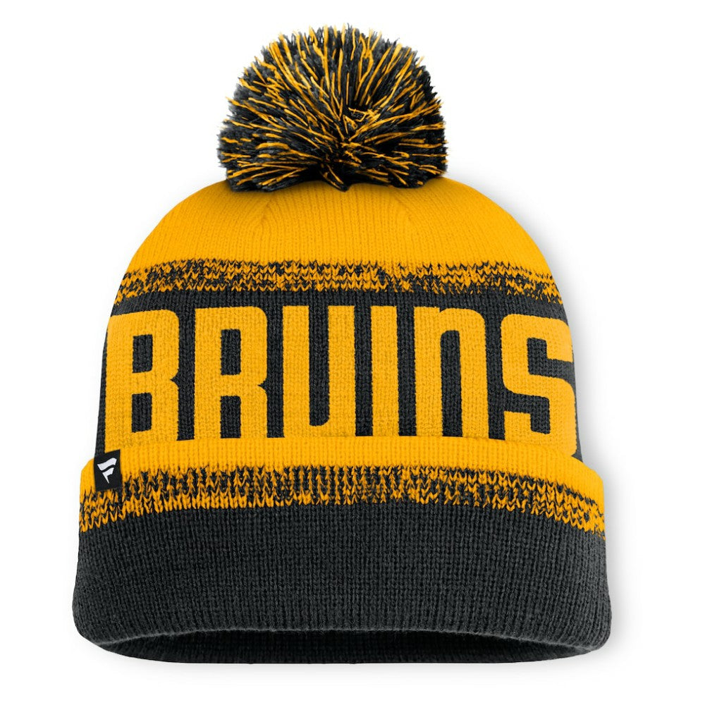 NHL Boston Bruins Fanatics Fundamentals Thrive Cuffed Knit Hat with Pom - Black/Gold
