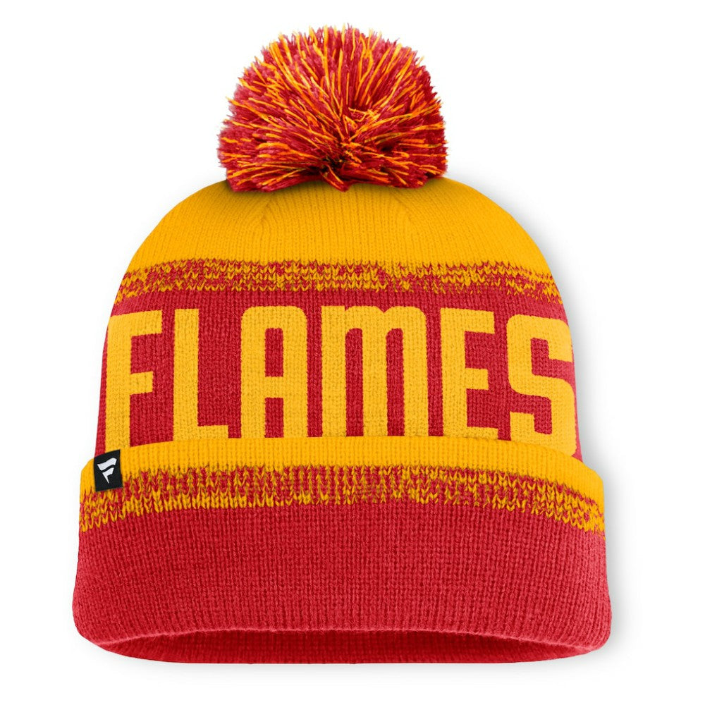 NHL Calgary Flames Fanatics Fundamentals Thrive Cuffed Knit Hat with Pom - Red/Gold