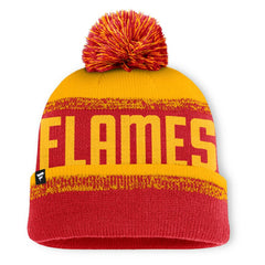 NHL Calgary Flames Fanatics Fundamentals Thrive Cuffed Knit Hat with Pom - Red/Gold
