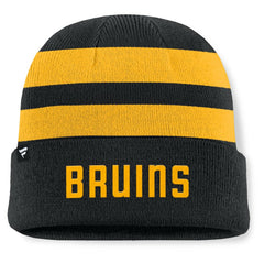 NHL Boston Bruins Fanatics Fundamental Swipe Stripe Cuffed Knit Hat - Black/Gold