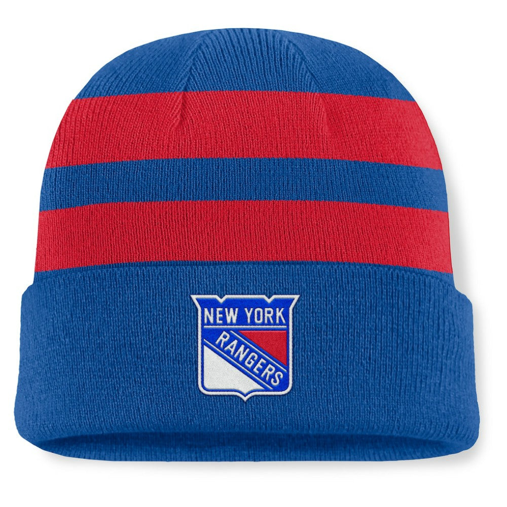 NHL New York Rangers Fanatics Fundamental Swipe Stripe Cuffed Knit Hat - Blue/Red