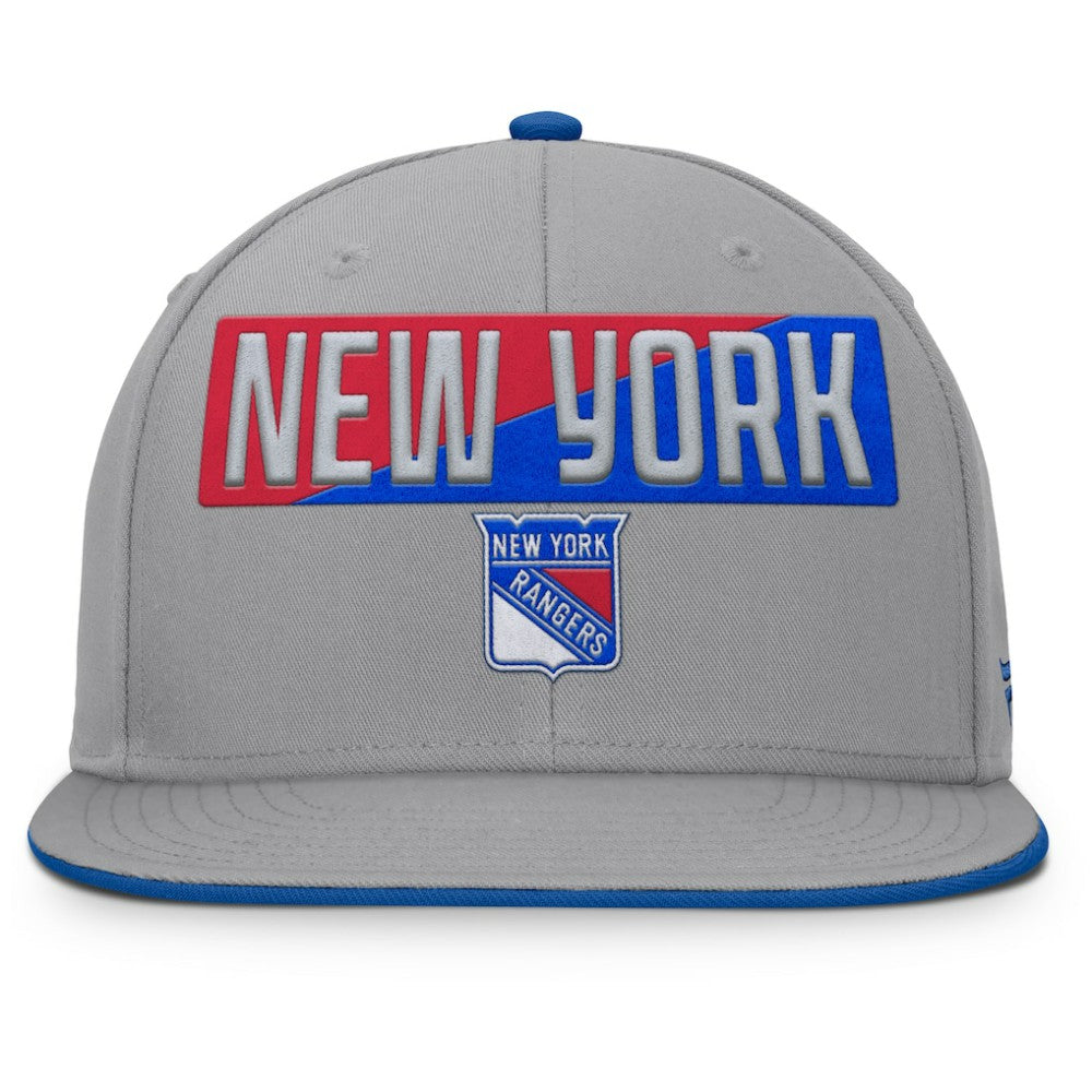 NHL New York Rangers Fanatics Fundamentals Duo Split Logo Snapback Hat - Gray