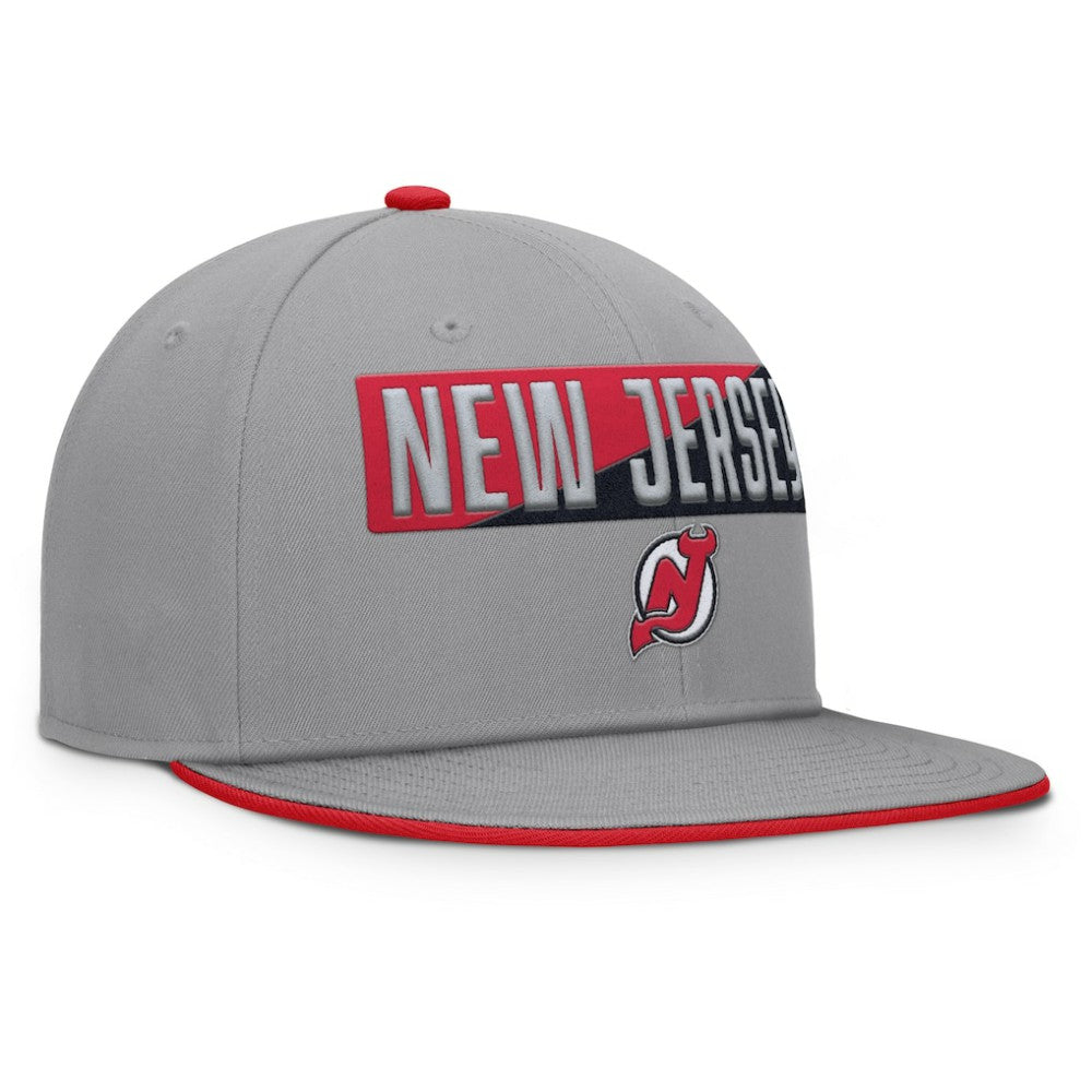 NHL New Jersey Devils Fanatics Fundamentals Duo Split Logo Snapback Hat - Gray