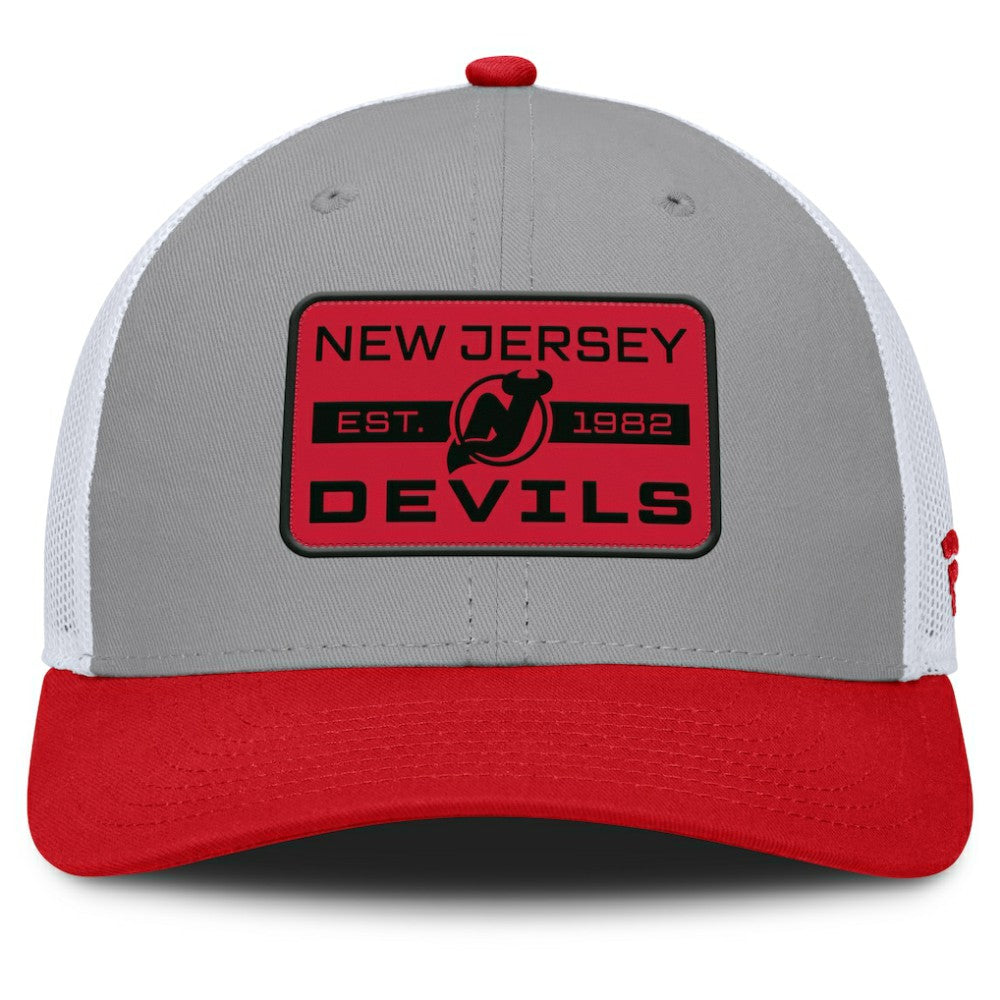NHL New Jersey Devils Fanatics Fundamental Adapt Trucker Adjustable Hat - Gray/Red