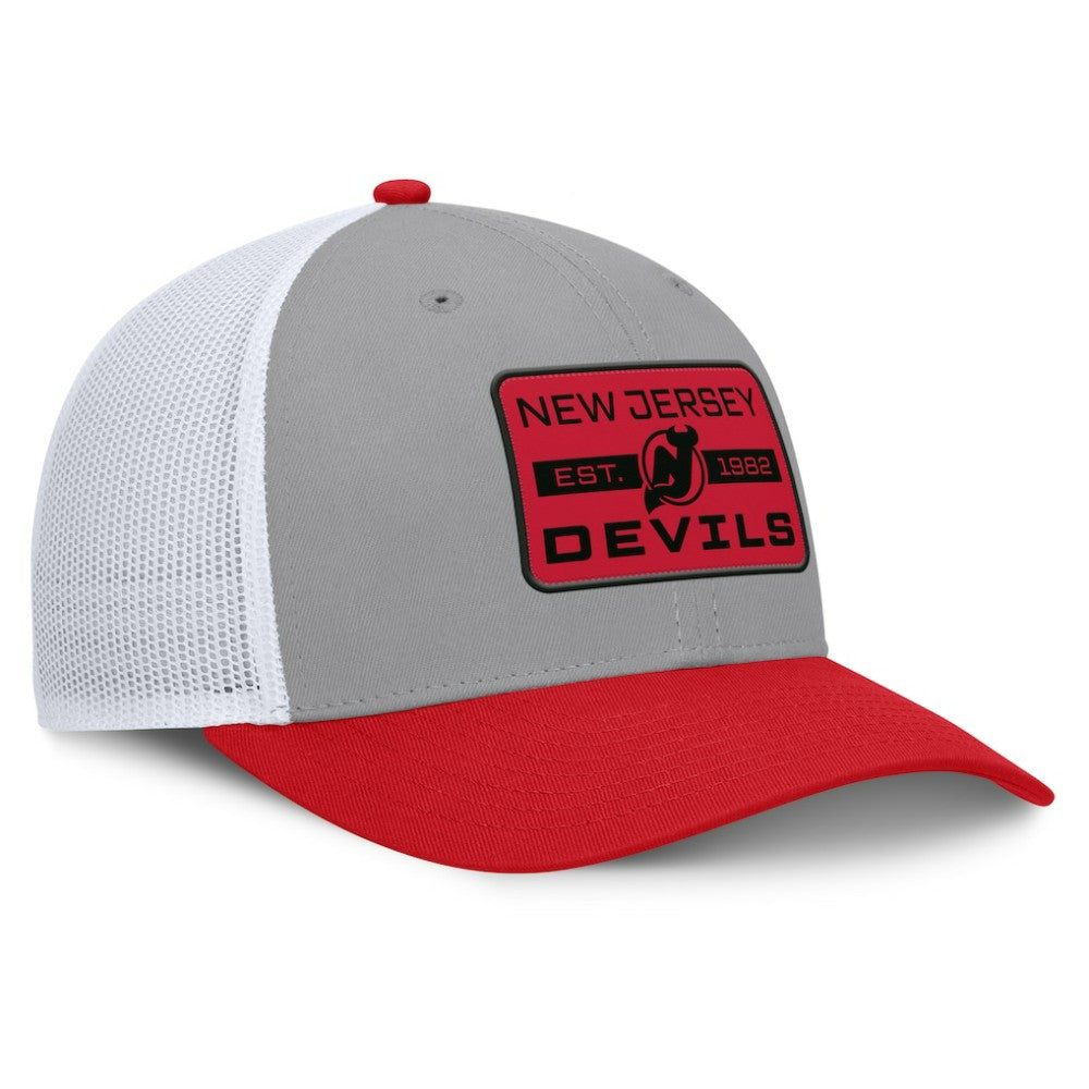 NHL New Jersey Devils Fanatics Fundamental Adapt Trucker Adjustable Hat - Gray/Red