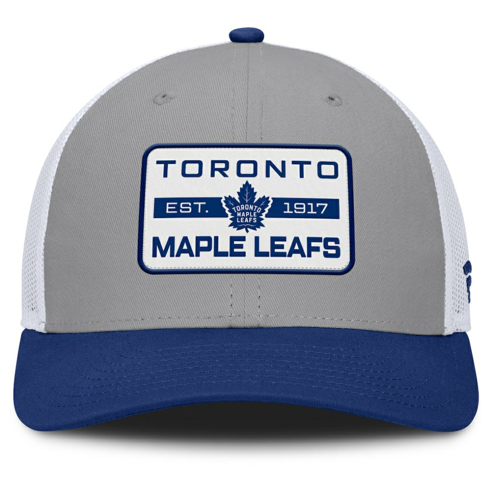 NHL Toronto Maple Leafs Fanatics Fundamental Adapt Trucker Adjustable Hat - Gray/Blue