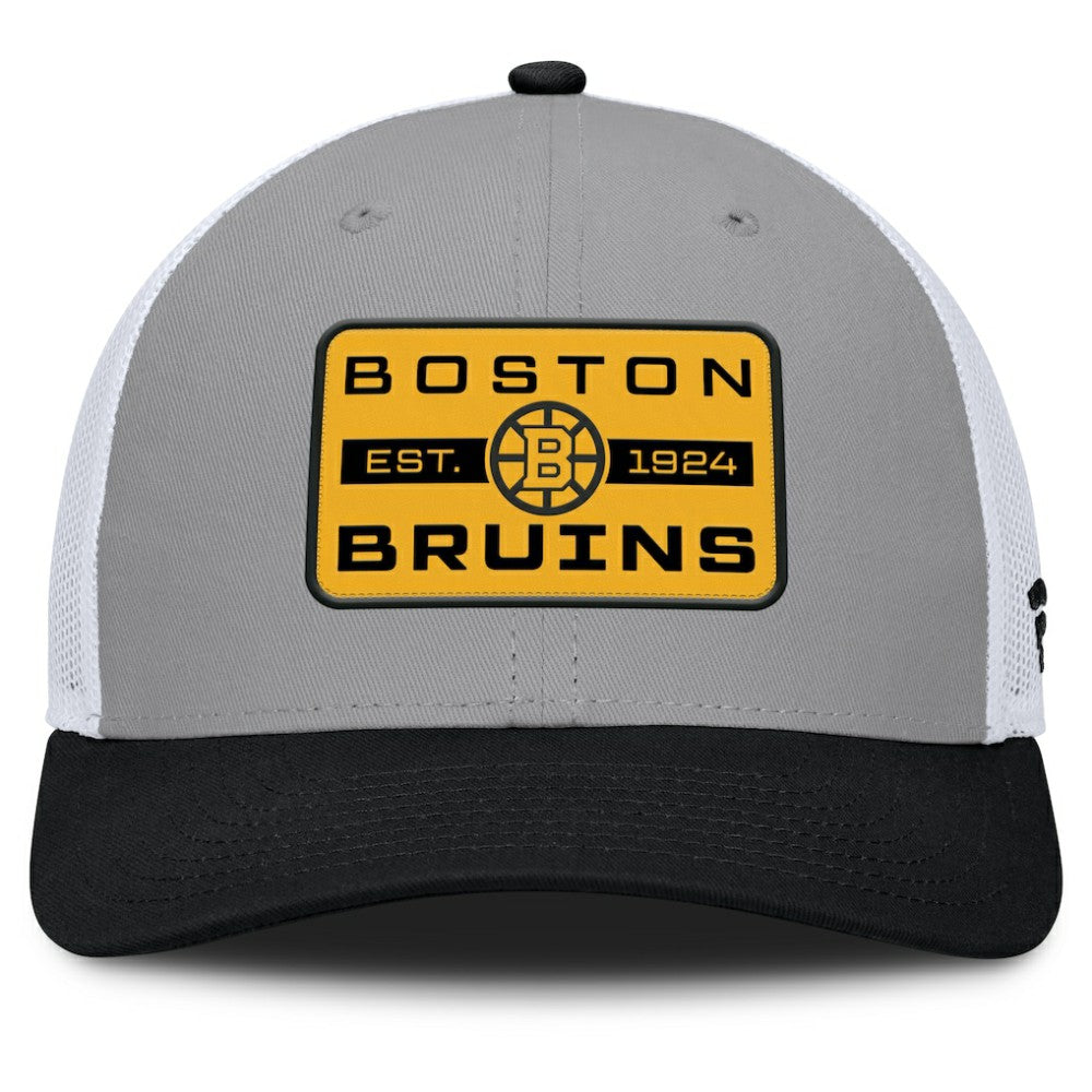 NHL Boston Bruins Fanatics Fundamental Adapt Trucker Adjustable Hat - Gray/Black