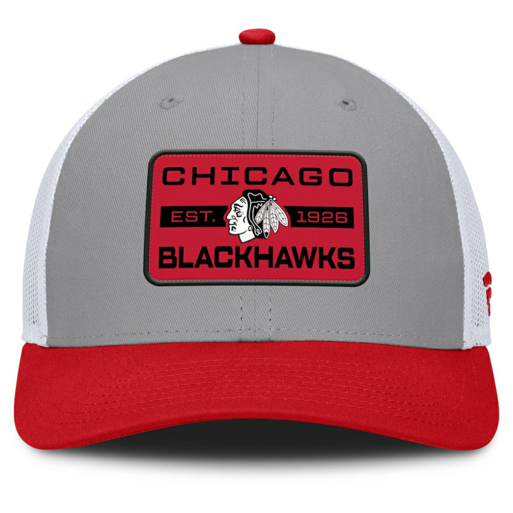 NHL Chicago Blackhawks Fanatics Fundamental Adapt Trucker Adjustable Hat - Gray/Red