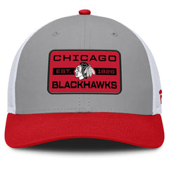 NHL Chicago Blackhawks Fanatics Fundamental Adapt Trucker Adjustable Hat - Gray/Red