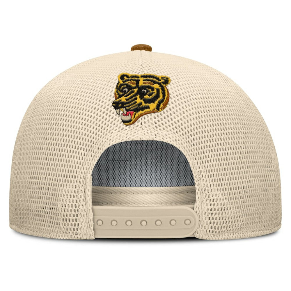 NHL Boston Bruins Fanatics Heritage Fetch A-Frame Trucker Adjustable Hat - Brown/Cream