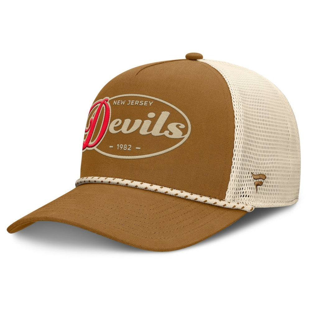 NHL New Jersey Devils Fanatics Heritage Fetch A-Frame Trucker Adjustable Hat - Brown/Cream
