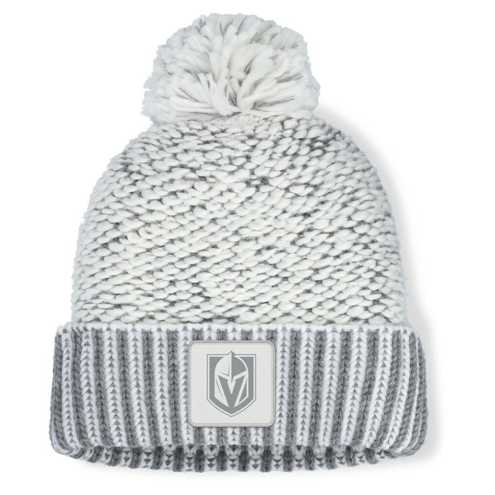 NHL Vegas Golden Knights Fanatics Women's Fundamental Mist Cuffed Knit Hat with Pom - White/Gray