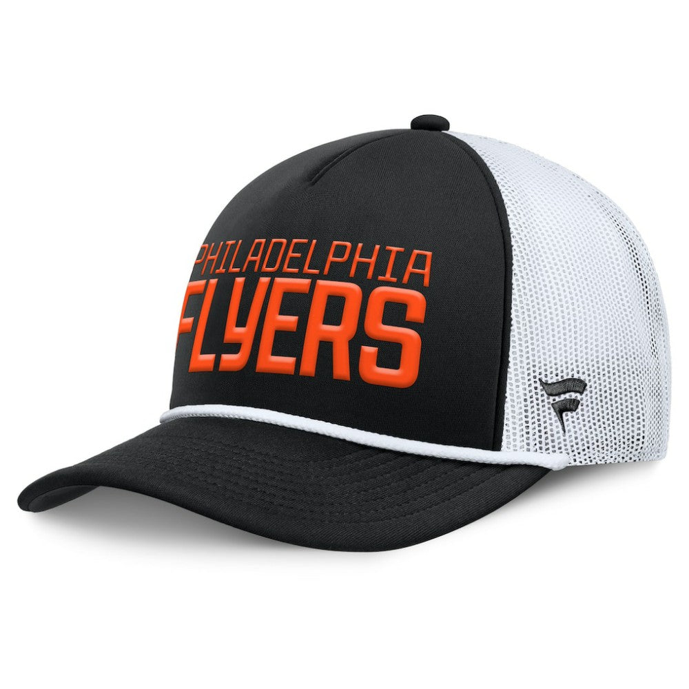 NHL Philadelphia Flyers Fanatics Heritage Dutch A-Frame Trucker Adjustable Hat - Black/White