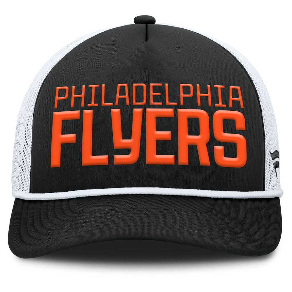 NHL Philadelphia Flyers Fanatics Heritage Dutch A-Frame Trucker Adjustable Hat - Black/White