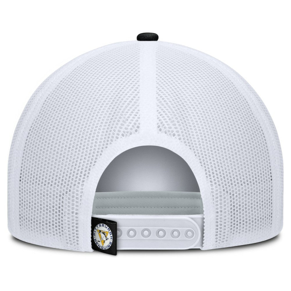 NHL Pittsburgh Penguins Fanatics Heritage Dutch A-Frame Trucker Adjustable Hat - Black/White
