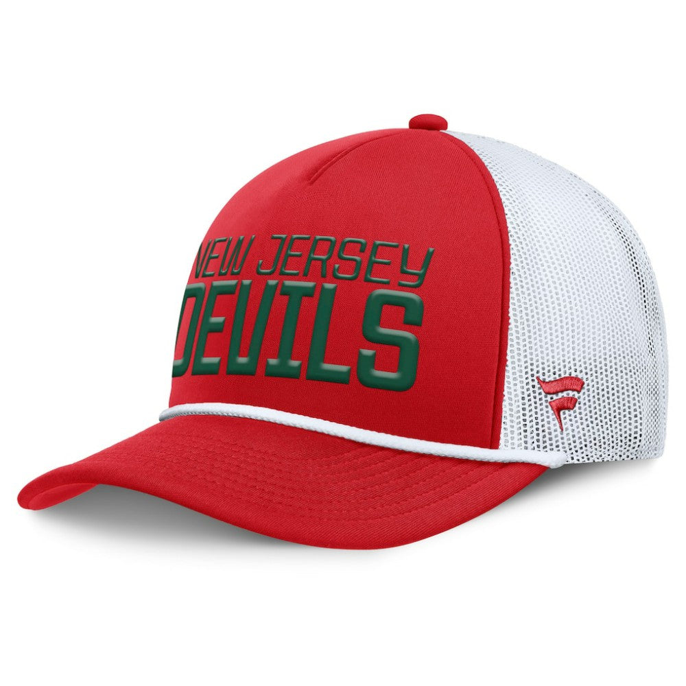 NHL New Jersey Devils Fanatics Heritage Dutch A-Frame Trucker Adjustable Hat - Red/White