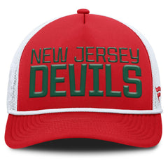 NHL New Jersey Devils Fanatics Heritage Dutch A-Frame Trucker Adjustable Hat - Red/White