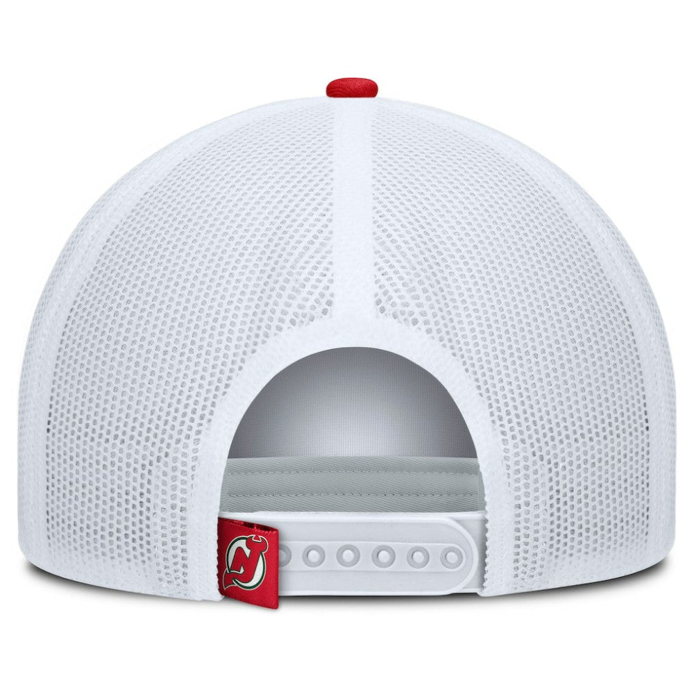 NHL New Jersey Devils Fanatics Heritage Dutch A-Frame Trucker Adjustable Hat - Red/White