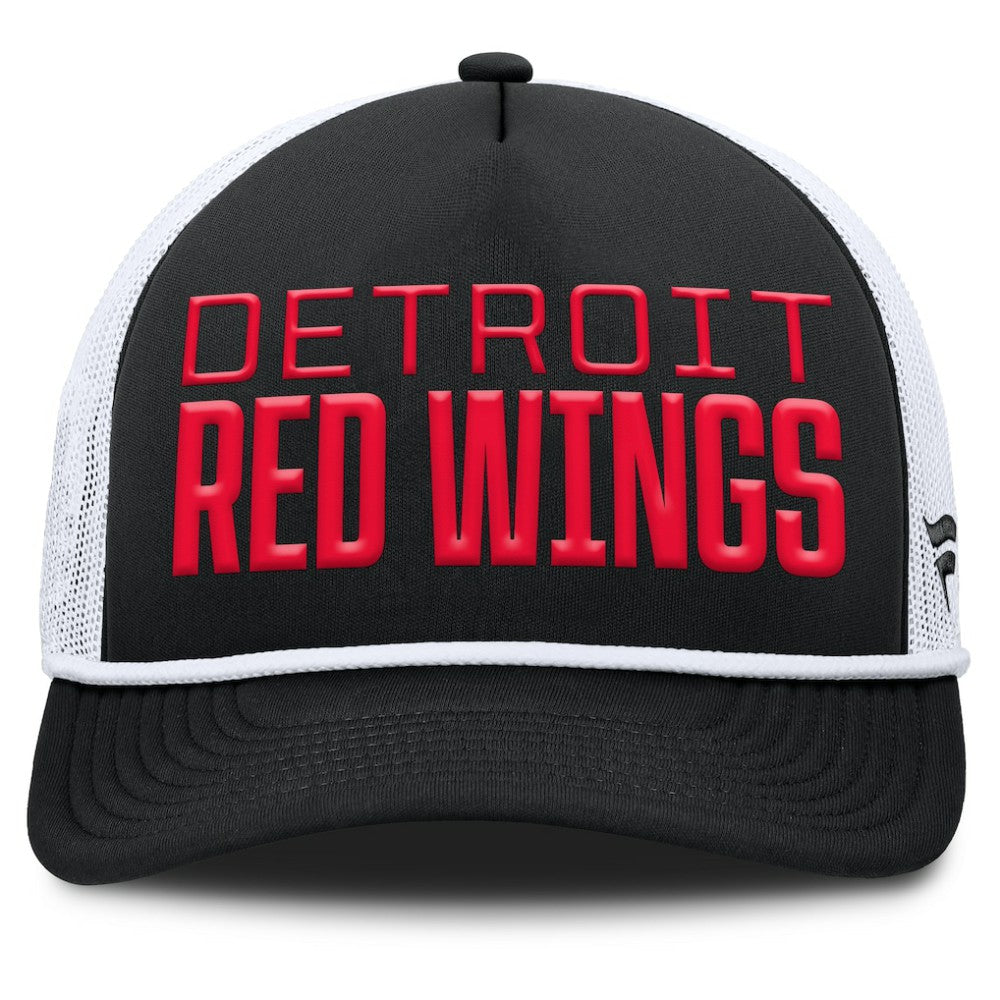 NHL Detroit Red Wings Fanatics Heritage Dutch A-Frame Trucker Adjustable Hat - Black/White