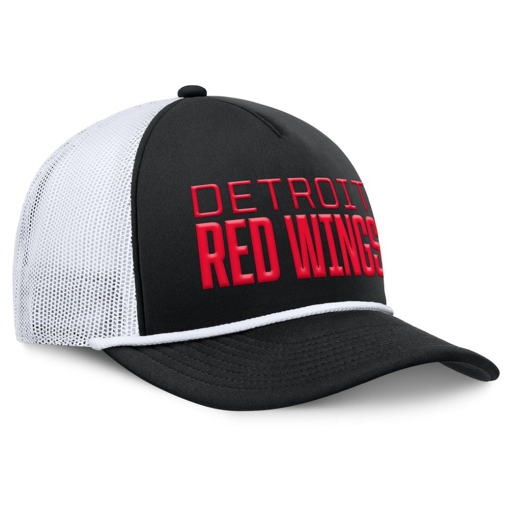 NHL Detroit Red Wings Fanatics Heritage Dutch A-Frame Trucker Adjustable Hat - Black/White