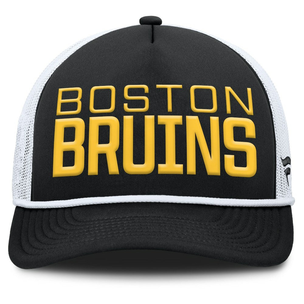 NHL Boston Bruins Fanatics Heritage Dutch A-Frame Trucker Adjustable Hat - Black/White
