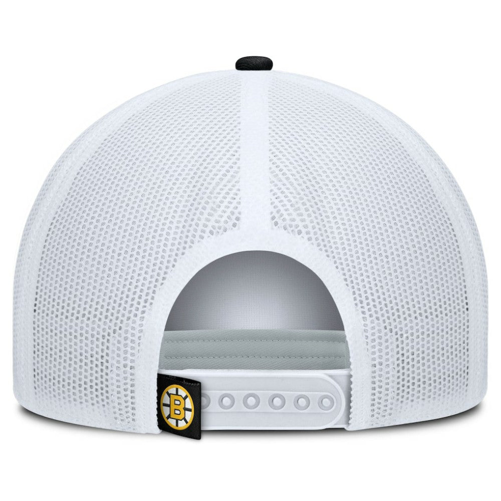 NHL Boston Bruins Fanatics Heritage Dutch A-Frame Trucker Adjustable Hat - Black/White