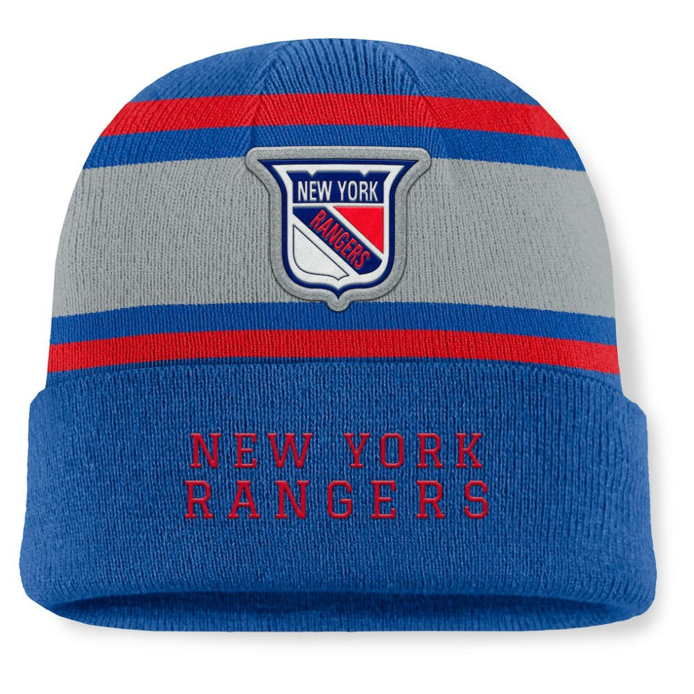 NHL New York Rangers Fanatics Heritage Varsity Cuffed Knit Hat - Blue