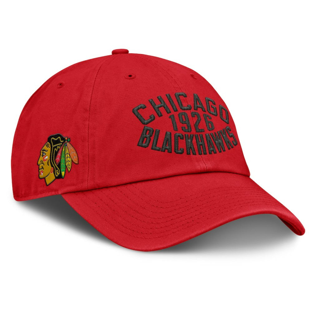 NHL Chicago Blackhawks Fanatics Fundamentals Archer Adjustable Hat - Red