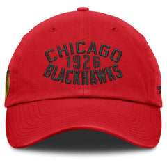 NHL Chicago Blackhawks Fanatics Fundamentals Archer Adjustable Hat - Red