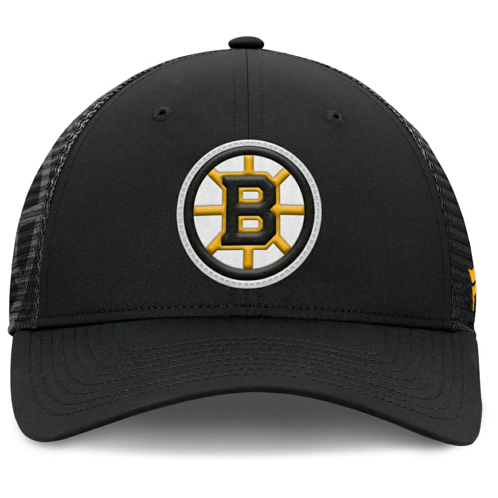 NHL Boston Bruins Fanatics Authentic Pro Home Ice Trucker Adjustable Hat - Black