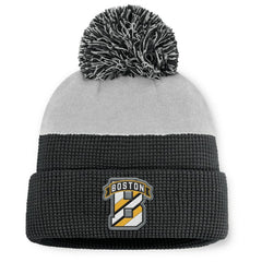 NHL Boston Bruins Fanatics Authentic Pro Home Ice Cuffed Knit Hat with Pom - Black/Gray