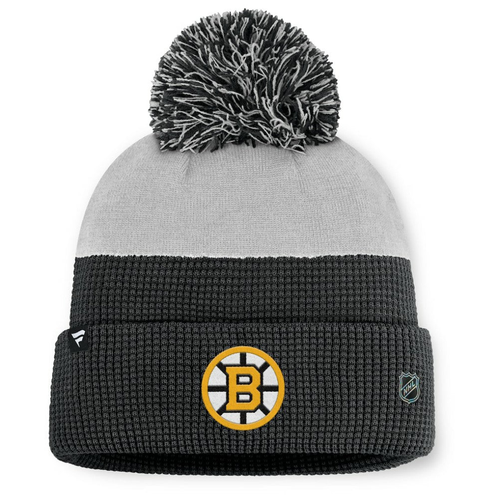 NHL Boston Bruins Fanatics Authentic Pro Home Ice Cuffed Knit Hat with Pom - Black/Gray