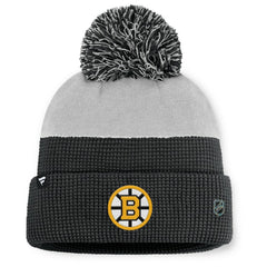NHL Boston Bruins Fanatics Authentic Pro Home Ice Cuffed Knit Hat with Pom - Black/Gray