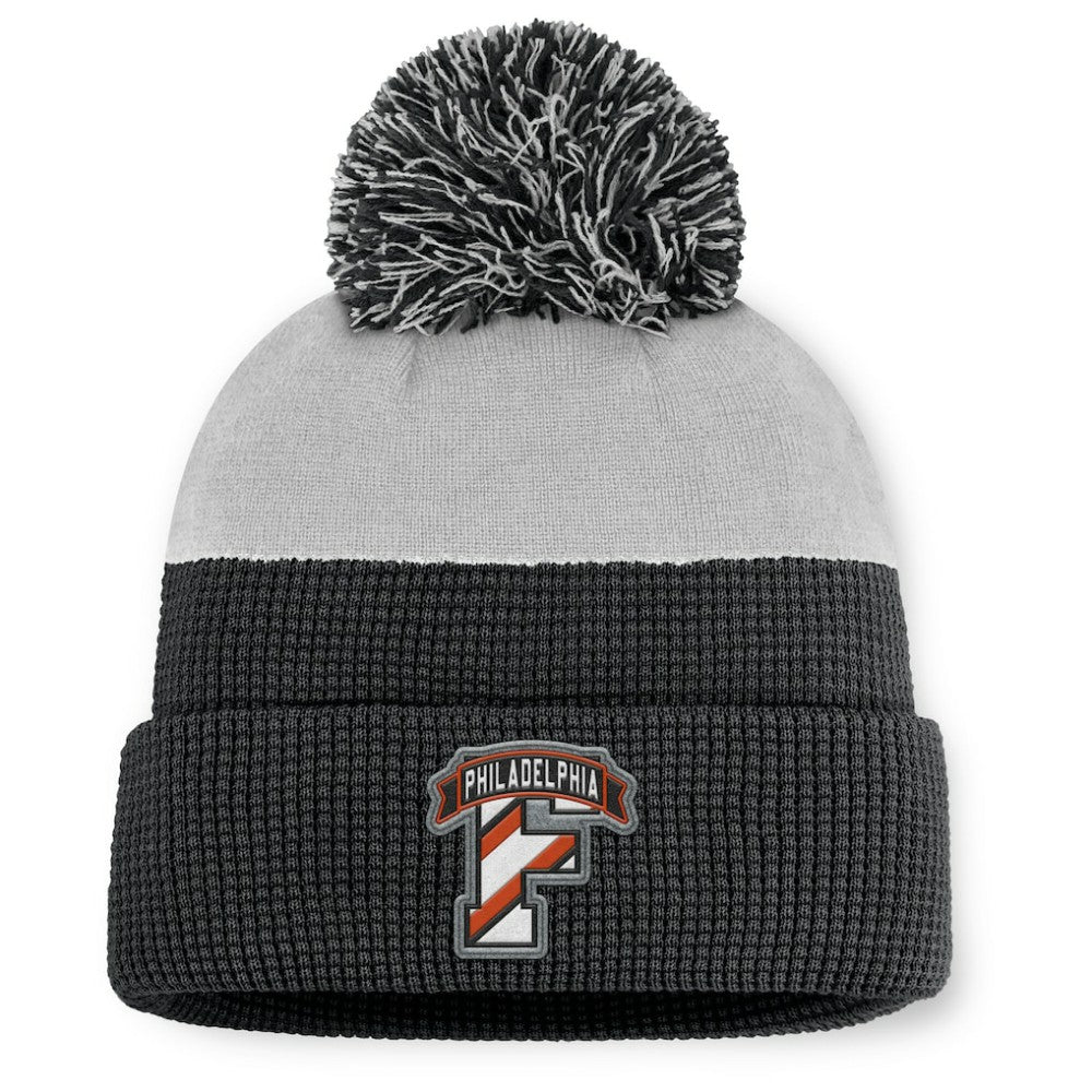 NHL Philadelphia Flyers Fanatics Authentic Pro Home Ice Cuffed Knit Hat with Pom - Black/Gray